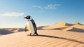 Vibrant Penguin Clipart: Realistic Rendering Of Penguin Standing Tall On Sand Dune