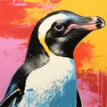 Vibrant Penguin Painting In The Style Of Kodak Ultramax