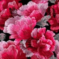 Vibrant Peony Flower Seamless Pattern. Botanical Texture Design Royalty Free Stock Photo