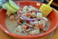 Vibrant peruvian ceviche