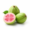 Innovative Guava Fruit Composition On White Background