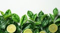 Refreshing Citrus Leaves on White Background