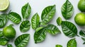 Refreshing Citrus Leaves on White Background