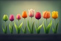 Ai Generative A Symphony of Spring Tulips in a Row Royalty Free Stock Photo