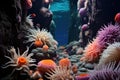 a vibrant photograph of a colony of sea anemones