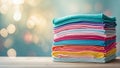 Vibrant photograph of neat stack of colorful fabric