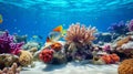 Vibrant Photorealistic Coral Reef With Fish And Seaside Scenes