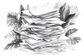 vibrant picture of big stack of papers documents or reuse paperwork on office Royalty Free Stock Photo