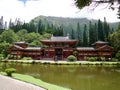 Vibrant picture of the replica of the famous japanese temple, Byodo-In in Oahu Royalty Free Stock Photo