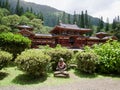 Vibrant picture of the replica of the famous japanese temple, Byodo-In in Oahu Royalty Free Stock Photo