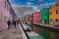 Vibrant and Picturesque Canal View of Colorful Buildings in Burano, Italy