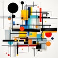 Colorful Abstract Painting Inspired By De Stijl Vector And Mixed Media