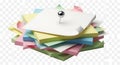 Vibrant pile of sticky notes pierced by a pushpin Royalty Free Stock Photo