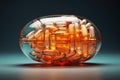 Vibrant pill omega capsules on black background banner. Generate ai