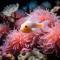 Vibrant Pink Anemonefish in a Bleached Anemone AI Generated
