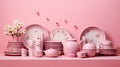 vibrant pink background kitchenware