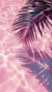 A Palm Tree Leaf Is Casting A Shadow On A Pink Beach Royalty Free Stock Photo