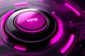 A vibrant pink and black circular VPN button Royalty Free Stock Photo