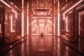 Stunning Pink and Brown Luxury Interior with Glowing Neon Lights and Unique Desig