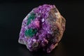 Vibrant pink Cobalto calcite with deep green Malachite mineral