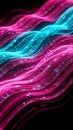 Vibrant Pink and Cyan Digital Waves with Glowing Data Streams and Particles abstract Royalty Free Stock Photo