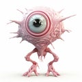 Vibrant Pink Cyclops Monster - Explosive Pigmentation And Meticulous Linework Precision