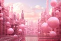 Vibrant Pink digital city. Generate Ai
