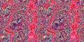 Vibrant pink distortion border. Bright colorful kitsch banner for fluid flow design. Marbled endpaper in vivid pink