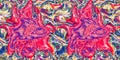 Vibrant pink distortion border. Bright colorful kitsch banner for fluid flow design. Marbled endpaper in vivid pink