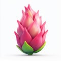Pink Stylized Flower Bud, 3D Render Illustration Royalty Free Stock Photo