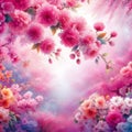 A vibrant pink floral background, creating a symphony of colors and fragrances.