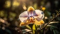 Vibrant pink moth orchid blossoms in tropical forest generated by AI