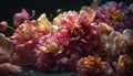 Vibrant pink orchid blossoms in tropical garden, underwater beauty generated by AI