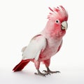 Vibrant Pink Parrot Against White Background