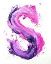 Vibrant Pink and Purple Paint Swirls on White Background