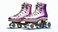 Vibrant Pink Roller Skate Boots On Wheels - 3d Rendering