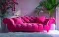 Vibrant Pink Sofa -Generative Ai Royalty Free Stock Photo