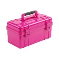 A vibrant pink toolbox with a black handle and latches, perfect for organizing and storing tools Royalty Free Stock Photo