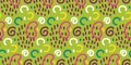 Green Background With Pink, Yellow, and Purple Swirls