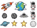 Pixel Art Space and Astronaut Elements Collection Royalty Free Stock Photo
