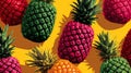 Vibrant Pixelated Pineapple Pattern With Bold Colors And Tropical Fruit Motifs Royalty Free Stock Photo