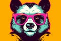 Vibrant and playful logo with panda in glasses. Beautiful illustration picture. Generative AI