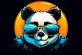 Vibrant and playful logo with panda in glasses. Beautiful illustration picture. Generative AI