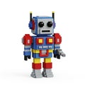 Colorful Robot Toy Built with Interlocking Blocks Posing Dynamically Royalty Free Stock Photo