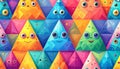 Happy Geometric Triangle Characters Seamless Pattern Royalty Free Stock Photo