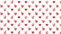 Seamless Pattern of Heart-Shaped Bubble Tea Cups and Hearts Royalty Free Stock Photo