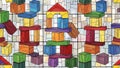 Vibrant Stained Glass Building Blocks Seamless Pattern Royalty Free Stock Photo