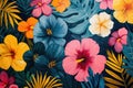 Vibrant And Playful Tropical Floral Pattern With A Modern Twist