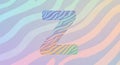 Colorful Letter Z with Rainbow Zebra Stripes on Pastel Wavy Background Royalty Free Stock Photo