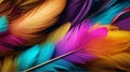 Vibrant Plumes: Colorful Feathers in 3D with Full HDR on a Light Background.